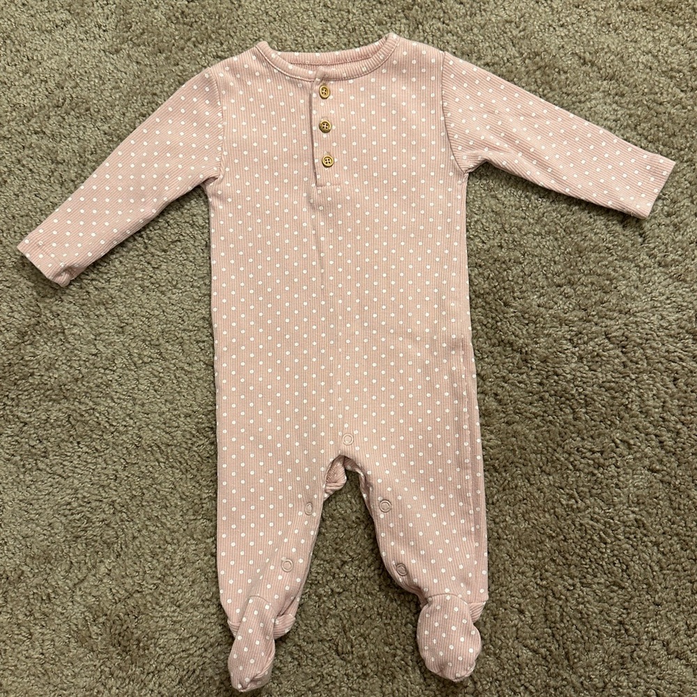 Chelsea & Violet Baby Girl Size 3 month Pink Polka Dot Onesie